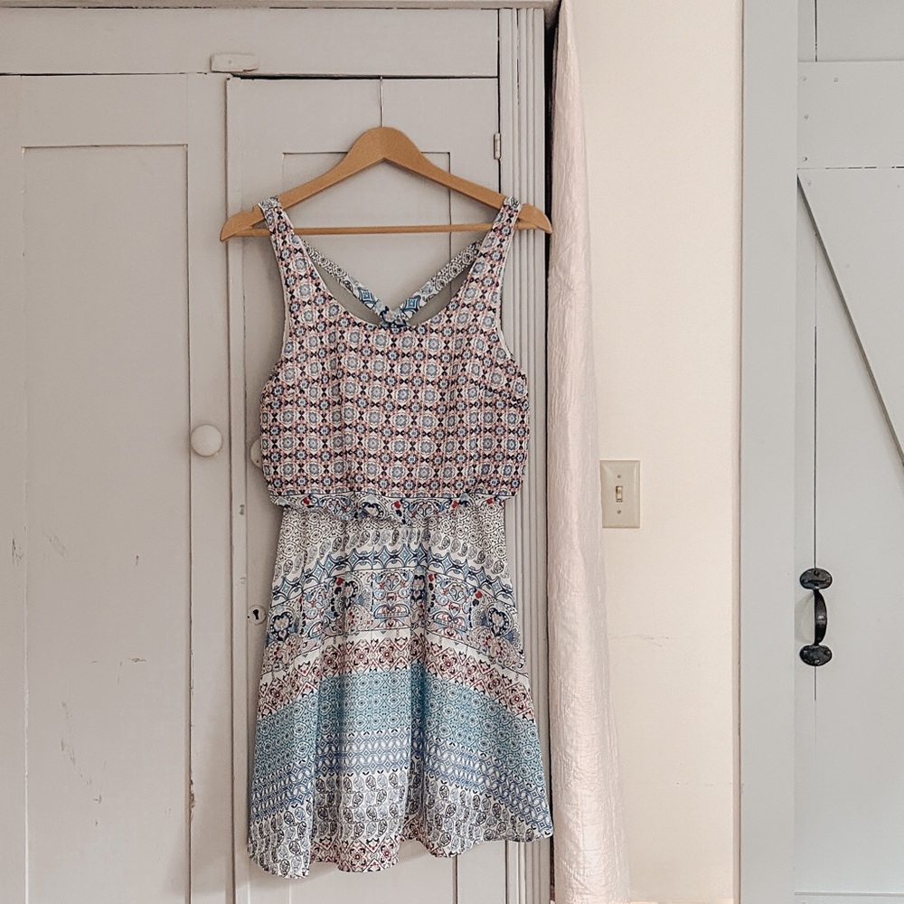 Japna Blue and Orange Bohemian Paisley Sundress